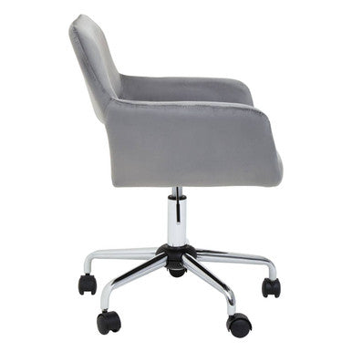 Grey Velvet and Chrome Base Home Office Chair
