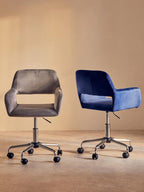 Grey Velvet and Chrome Base Home Office Chair
