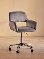 Grey Velvet and Chrome Base Home Office Chair