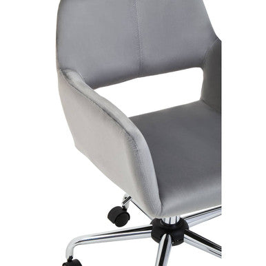 Grey Velvet and Chrome Base Home Office Chair
