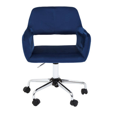 Navy Velvet and Chrome Base Home Office Chair