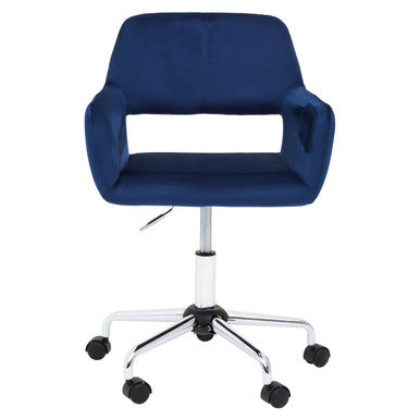 Navy Velvet and Chrome Base Home Office Chair