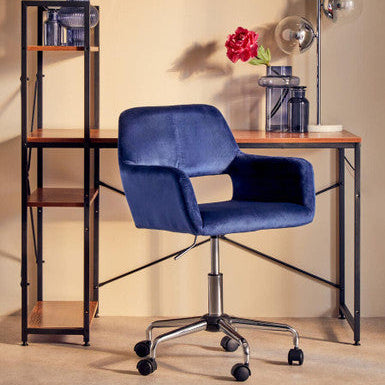 Navy Velvet and Chrome Base Home Office Chair