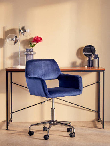 Navy Velvet and Chrome Base Home Office Chair