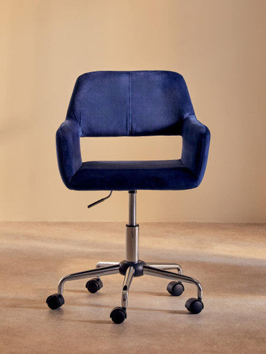 Navy Velvet and Chrome Base Home Office Chair