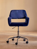 Navy Velvet and Chrome Base Home Office Chair