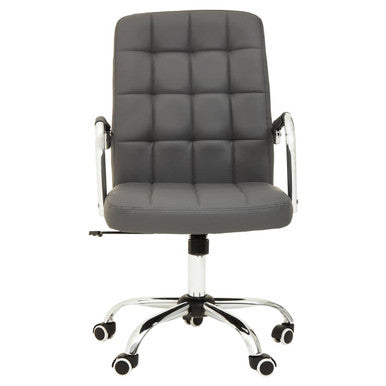 Grey Leather Effect and Chrome Home Office Chair