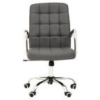 Grey Leather Effect and Chrome Home Office Chair