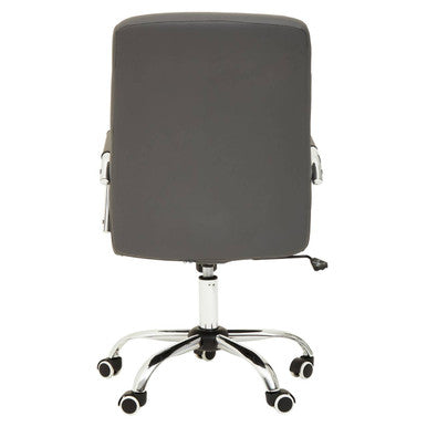 Grey Leather Effect and Chrome Home Office Chair