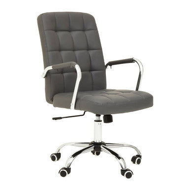 Grey Leather Effect and Chrome Home Office Chair
