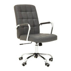 Grey Leather Effect and Chrome Home Office Chair