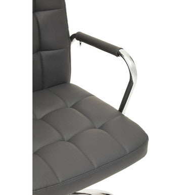 Grey Leather Effect and Chrome Home Office Chair