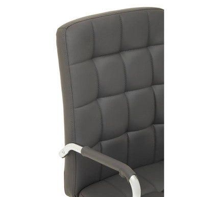 Grey Leather Effect and Chrome Home Office Chair