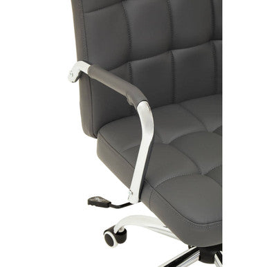 Grey Leather Effect and Chrome Home Office Chair
