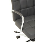 Grey Leather Effect and Chrome Home Office Chair