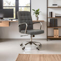 Grey Leather Effect and Chrome Home Office Chair
