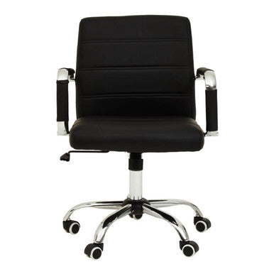 Black Leather Effect and Chrome Home Office Chair