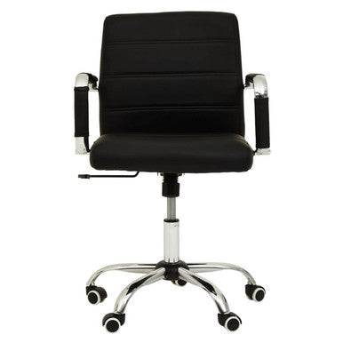 Black Leather Effect and Chrome Home Office Chair