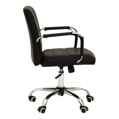 Black Leather Effect and Chrome Home Office Chair