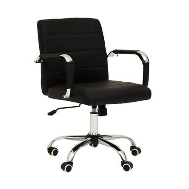 Black Leather Effect and Chrome Home Office Chair