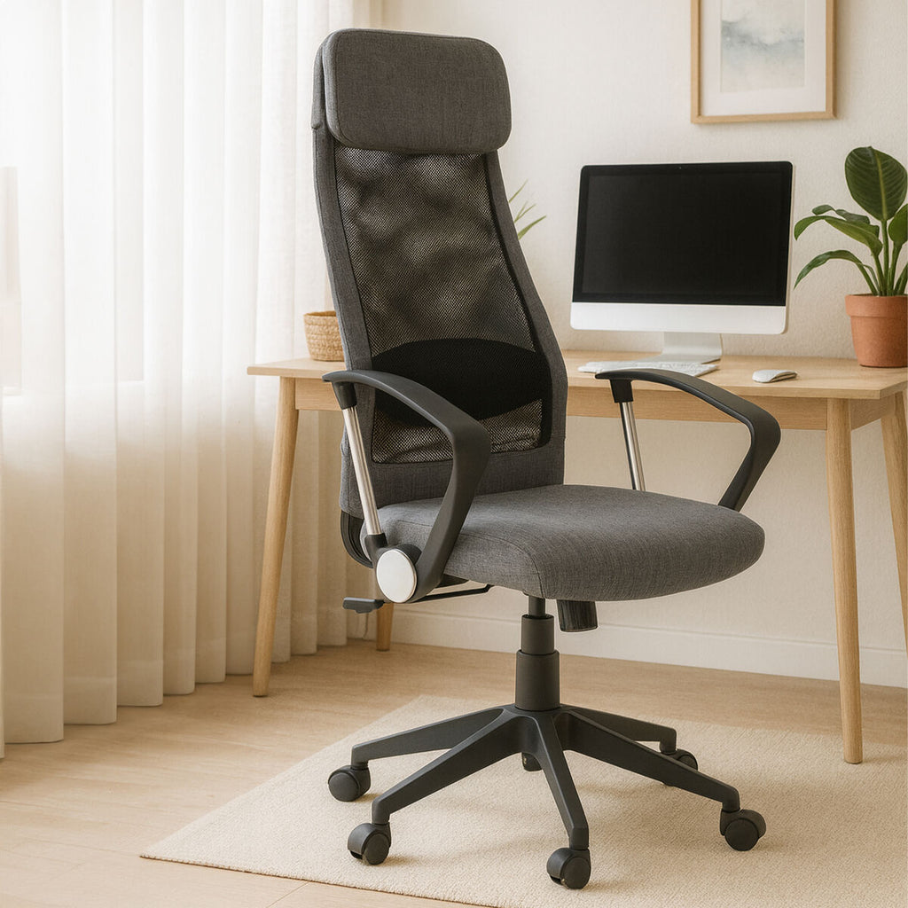 Black Mesh and Grey Fabric Home Office Chair