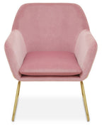 Pink Velvet Modern Accent Chair with Gold Finish Base