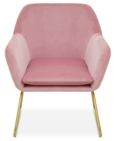Pink Velvet Modern Accent Chair with Gold Finish Base