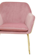 Pink Velvet Modern Accent Chair with Gold Finish Base