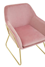 Pink Velvet Modern Accent Chair with Gold Finish Base