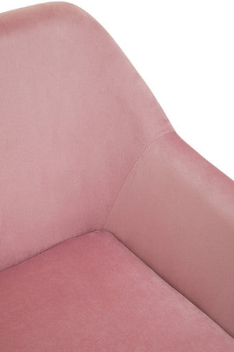 Pink Velvet Modern Accent Chair with Gold Finish Base