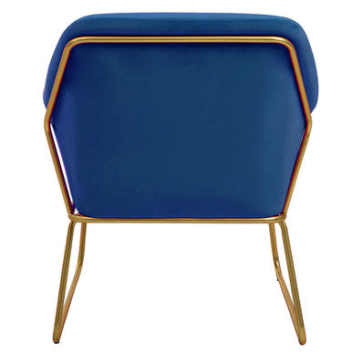 Midnight Blue Velvet Accent Chair with Gold Finish Base