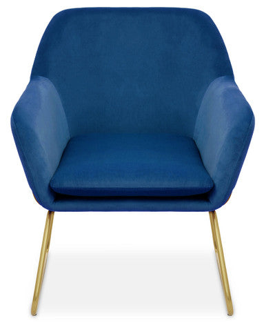 Midnight Blue Velvet Accent Chair with Gold Finish Base