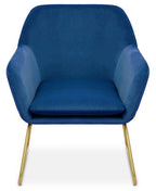 Midnight Blue Velvet Accent Chair with Gold Finish Base