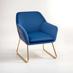 Midnight Blue Velvet Accent Chair with Gold Finish Base