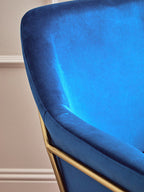 Midnight Blue Velvet Accent Chair with Gold Finish Base