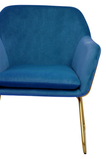 Midnight Blue Velvet Accent Chair with Gold Finish Base