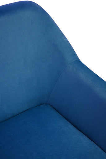 Midnight Blue Velvet Accent Chair with Gold Finish Base
