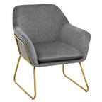 Grey Velvet Accent Chair with Gold Finish Base