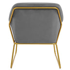 Grey Velvet Accent Chair with Gold Finish Base