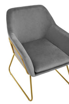 Grey Velvet Accent Chair with Gold Finish Base