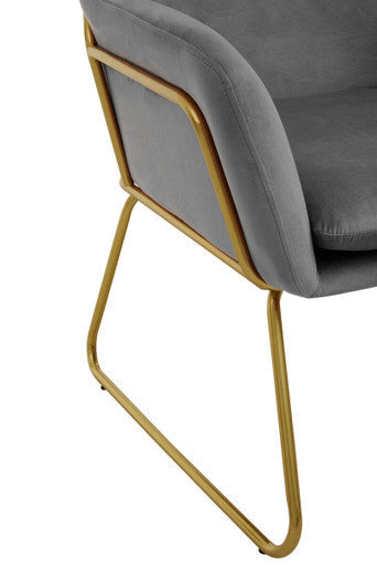 Grey Velvet Accent Chair with Gold Finish Base