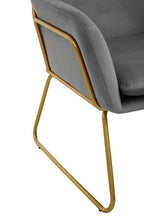 Grey Velvet Accent Chair with Gold Finish Base