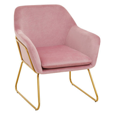 Pink Velvet and Gold Frame Accent Chair