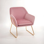 Pink Velvet and Gold Frame Accent Chair