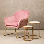 Pink Velvet and Gold Frame Accent Chair