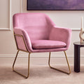 Pink Velvet and Gold Frame Accent Chair