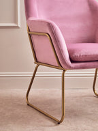 Pink Velvet and Gold Frame Accent Chair