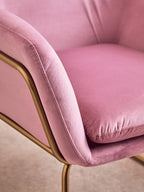 Pink Velvet and Gold Frame Accent Chair