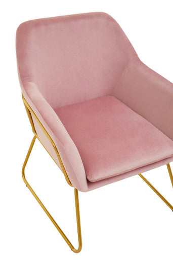Pink Velvet and Gold Frame Accent Chair