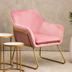Pink Velvet and Gold Frame Accent Chair